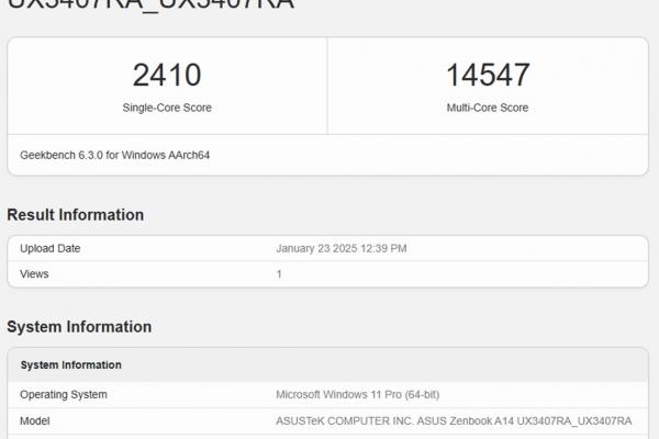 ASUS ZenBook A14 (UX3407) - GeekBench