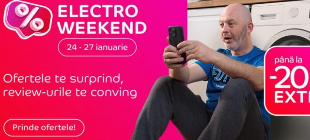 eMAG dă startul reducerilor de weekend! Discount-uri extra de până la 20% la telefoane, televizoare, electrocasnice 