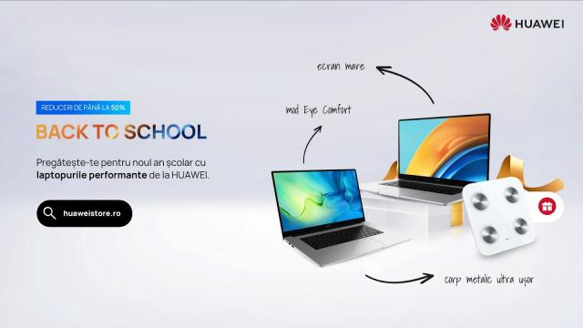 <b>Huawei Back to School continuă: reduceri de până la 50% şi surprize în zona de PC-uri</b>Suntem în ultimele zile ale verii calendaristice şi asta înseamnă că vine toamna şi implicit începe şi şcoala. Campaniile Back to School au început devreme anul ăsta, iar Huawei desfăşoară deja una de mai bine de o săptămână