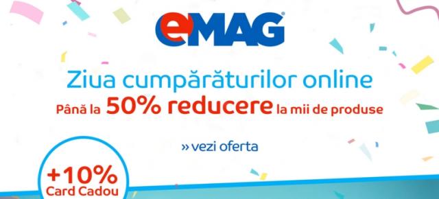 Ziua cumpărăturilor online organizată de eMAG este în plină desfășurare; reduceri atractive și carduri cadou