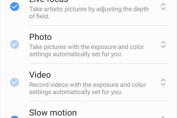 Interfață grafică cameră Samsung Galaxy A50
