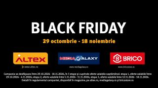 Black Friday Altex începe pe 29 octombrie la ora 07:00; trei săptămâni de reduceri la Altex, Media Galaxy și BRICO