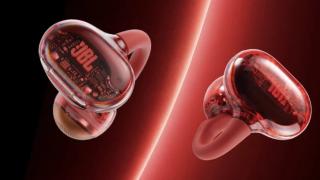 JBL Soundgear Clips Tourmaline Red aduc diafragmă placată cu titan și design semitransparent