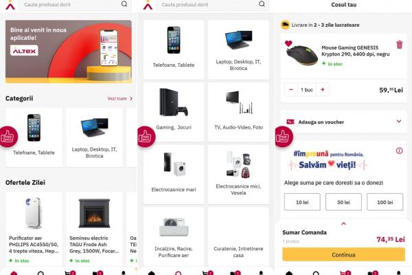 Interfață aplicație Android - Altex