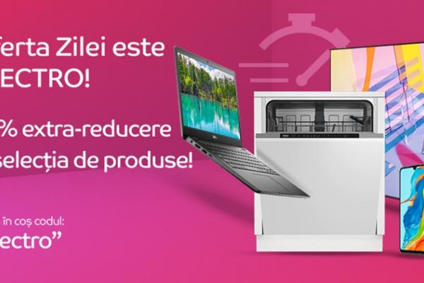 eMAG îți oferă azi 10% extra reducere la telefoane, televizoare, laptop-uri și electrocasnice - folosind codul promo "electro"