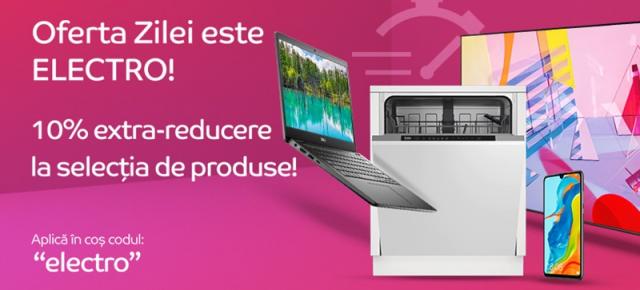 eMAG îți oferă azi 10% extra reducere la telefoane, televizoare, laptop-uri și electrocasnice - folosind codul promo "electro"