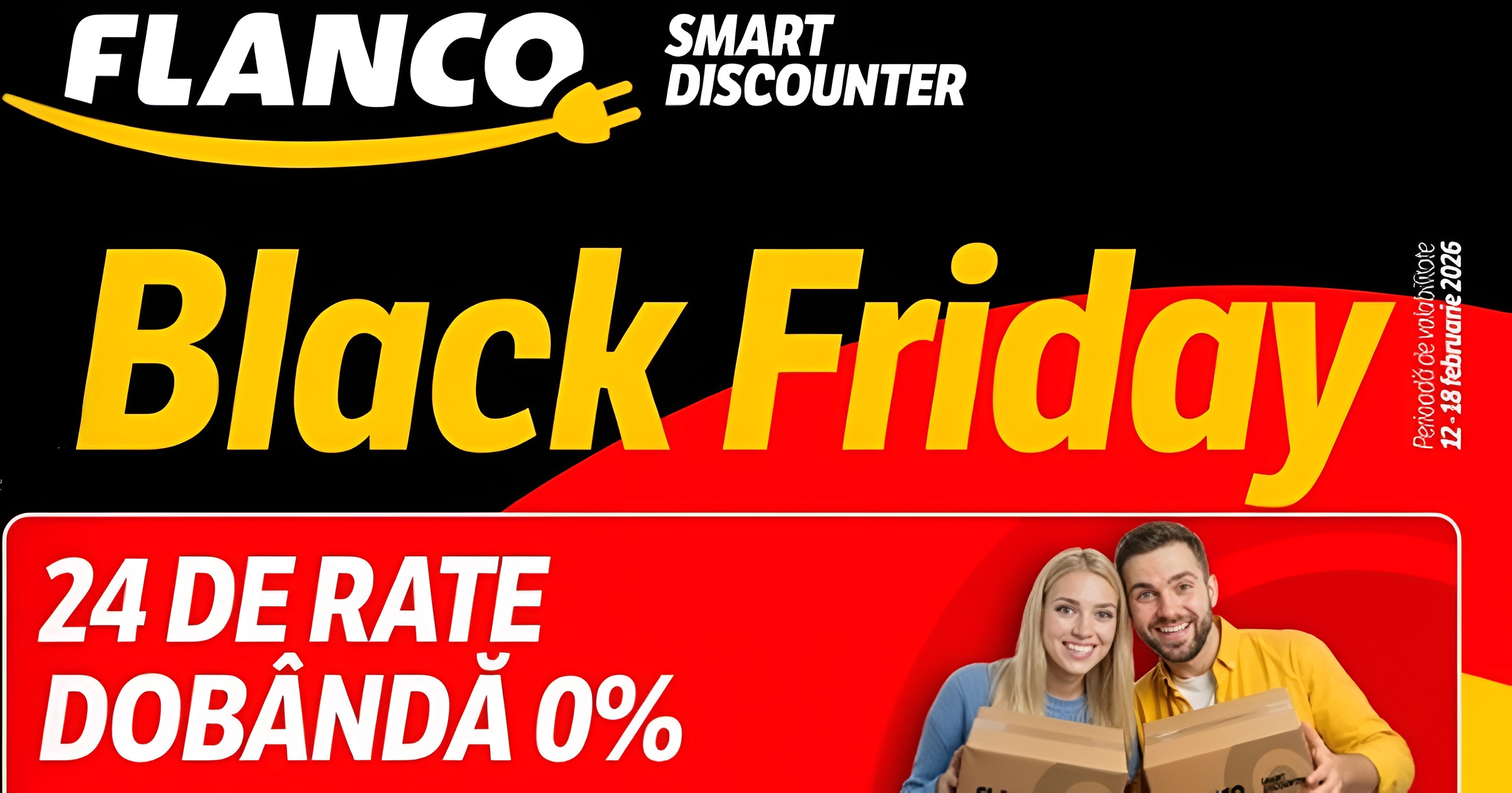 Black Friday „de iarnă” acum la Flanco! Catalogul cu oferte e activ și ne aduce friteuză la 99 lei, smart TV de 139 cm, 4K la 1.699 lei