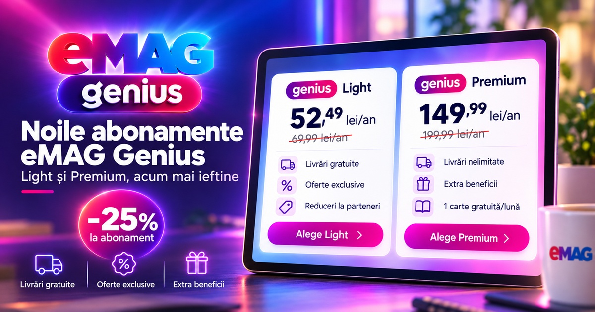 Te gândeai să îți faci eMAG Genius sau să îl reînnoiești, dar ți se părea cam scump? Acum poți profita de reducerea de 25% pentru Light și Premium