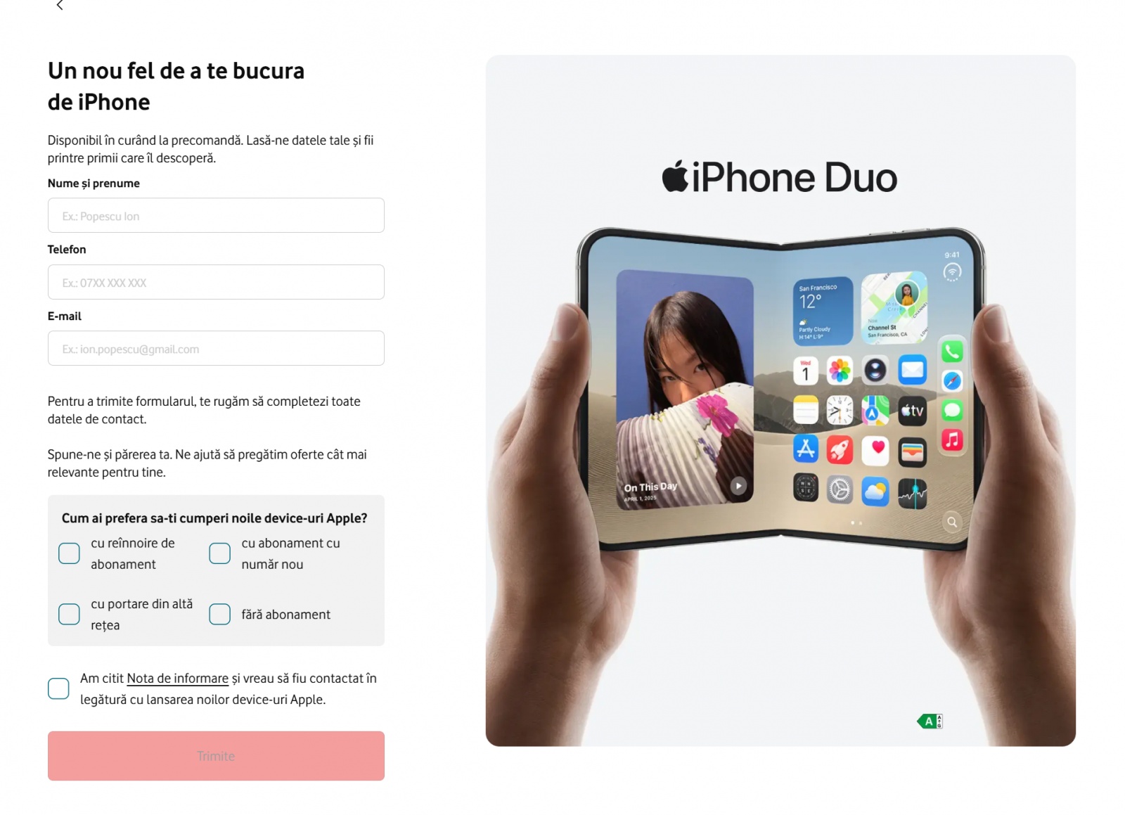 iPhone Duo intră la precomandă la Vodafone România pe 16 octombrie