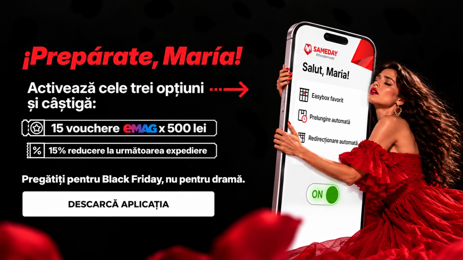 Concurs SAMEDAY de Black Friday: poți câștiga vouchere eMAG de 500 de lei