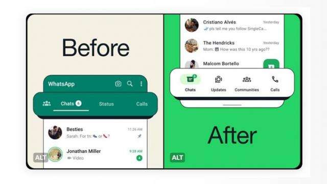 <b>WhatsApp primește o bară de navigare nouă pe Android, în zona de jos a ecranului</b>Mai țineți minte acum 2-3 ani când Apple a pus bara de navigare/căutare din Safari jos pe iOS, alienând ceva lume? Ei bine, acum și WhatsApp pregătește o bară de navigare, tot în zona de jos. Avem detalii și capturi de ecran 
