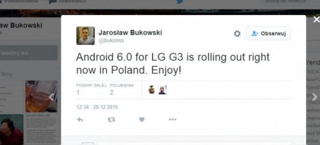 Smartphone-ul LG G3 primește în aceste momente actualizarea la Android 6.0 Marshmallow în Polonia