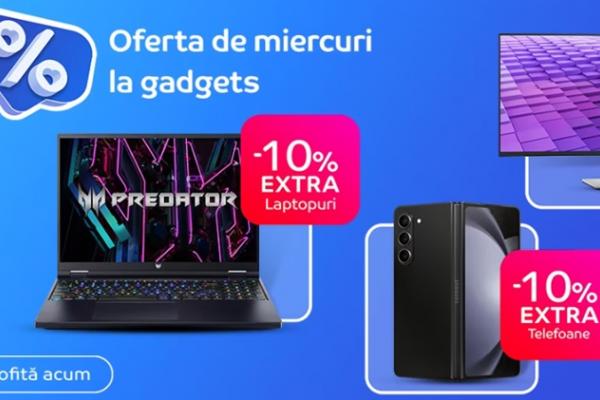 La eMAG oferta de miercuri îți aduce extra reduceri la smartphone-uri, laptop-uri și PC-uri; iPhone 13, Galaxy Z Flip5 la cel mai bun preț