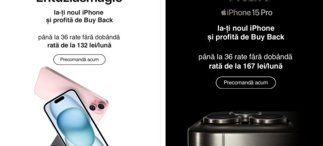 iPhone 15, 15 Pro se pot cumpăra în rate; Iată oferta rate + oferta buyback; Liber la precomenzi