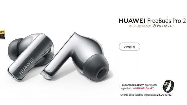 <b>Preț și disponibilitate HUAWEI FreeBuds Pro 2 în România (+brățară fitness Band 7 cadou la precomandă)</b>Pe lângă telefoanele noi din seria nova, HUAWEI a introdus ieri pe piața globală și căștile wireless flagship FreeBuds Pro 2, model care de astăzi poate fi comandat și din România. În consecință, punem la cale un articol dedicat 