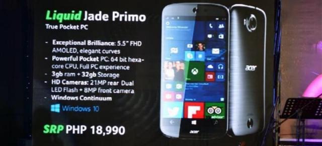Acer Liquid Jade Primo, aşa zisul "PC de buzunar" ar putea costa totuşi destul de mult